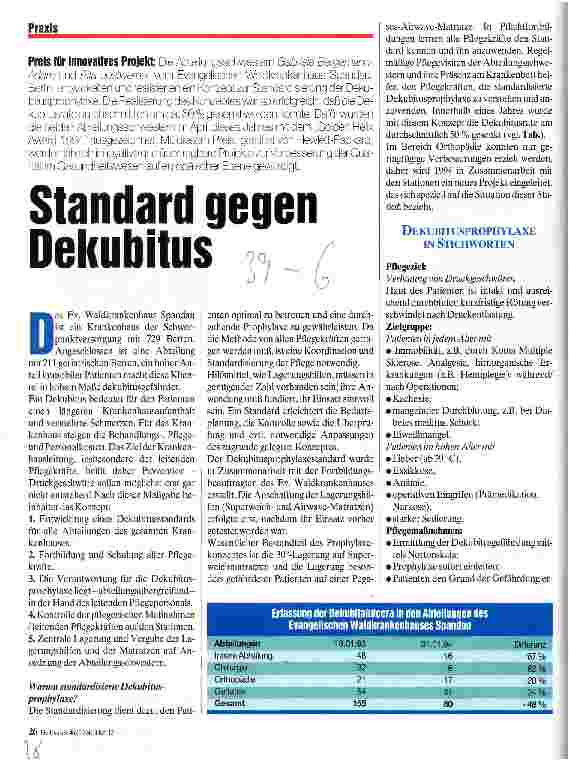 Vorschauseite 1: Standard gegen Dekubitus Preis für innovatives Projekt
