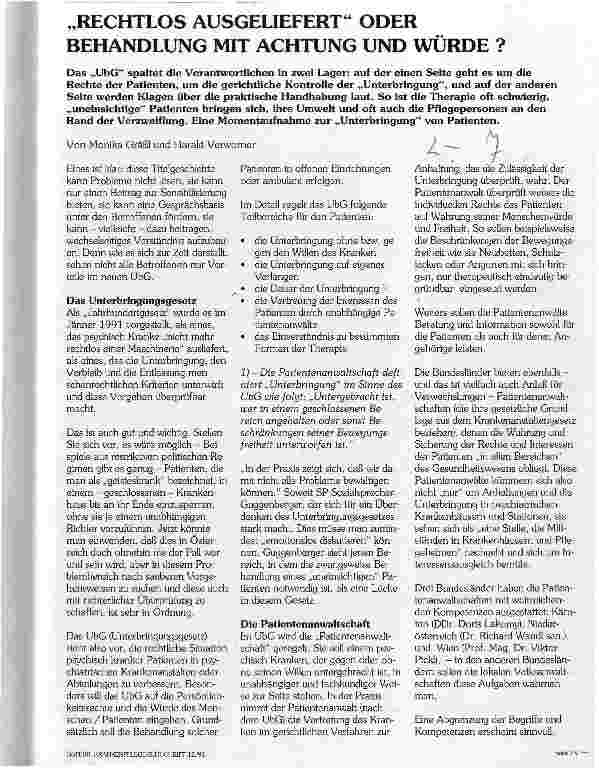 Vorschauseite 1: Rechtlos und ausgeliefert oder Behandlung mit Achtung und Würde?