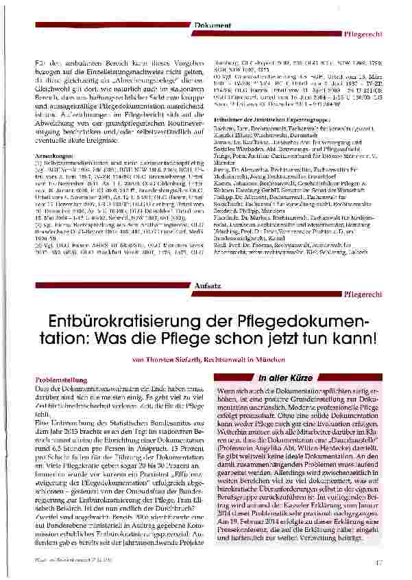 Vorschauseite 1: Entbürokratisierung der Pflegedokumentation: Was die Pflege schon jetzt tun kann! Pflegerecht