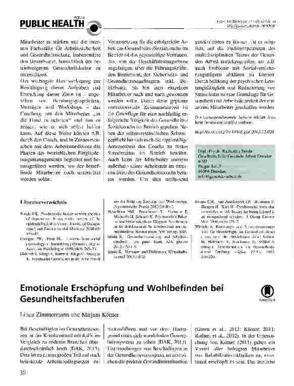 Vorschauseite 2: Arbeitsmedizinische Aspekte seelischer Gesundheit