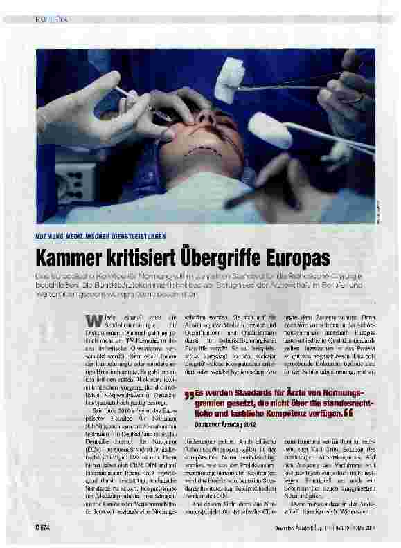 Vorschauseite 1: Kammer kritisiert Übergriffe Europas