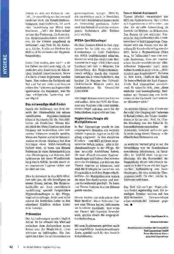 Vorschauseite 3: Hygiene muss gelebt werden