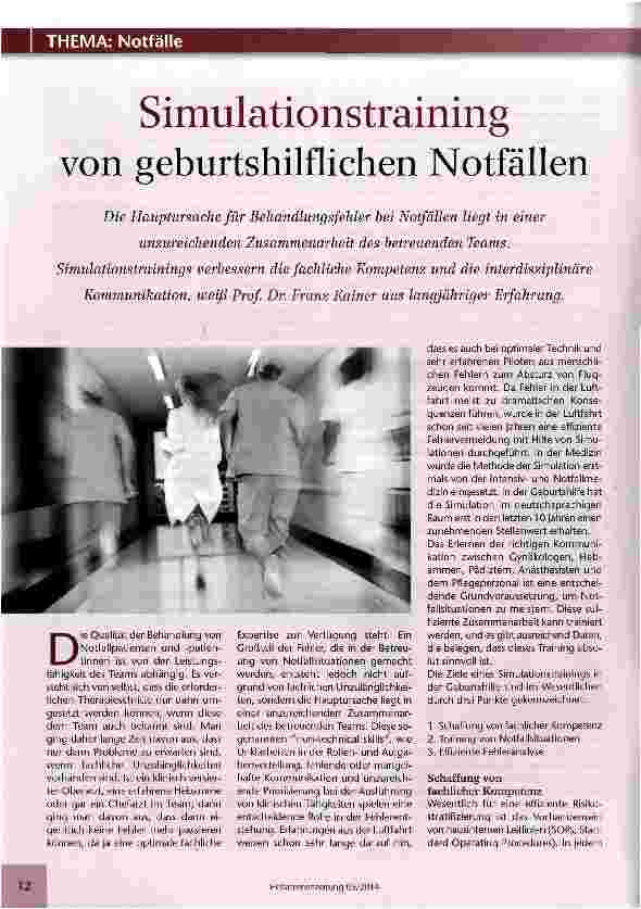 Vorschauseite 1: Simulationstrainin von geburtshilflichen Notfällen