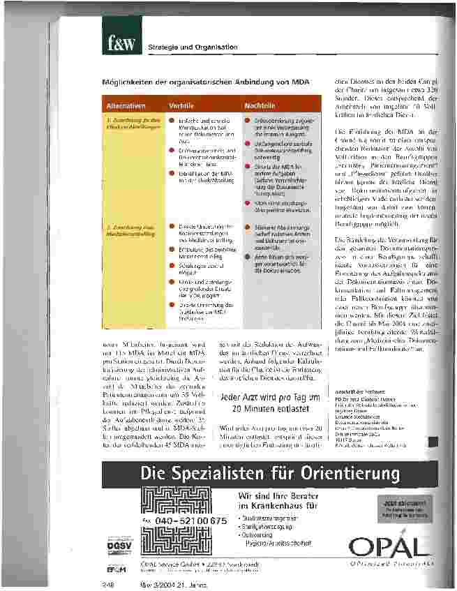 Vorschauseite 5: MDA - für die Charite ein dreifacher Erfolg. Vollständige Dokumentation, bessere Organisation, Entlastung der Ärzte und Pflege ohne zusätzliche Kosten.