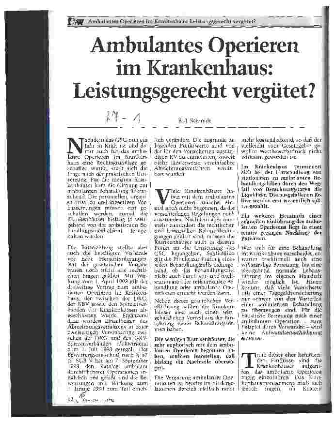 Vorschauseite 1: Ambulantes Operieren im Krankenhaus: Leistungsgerecht vergütet?