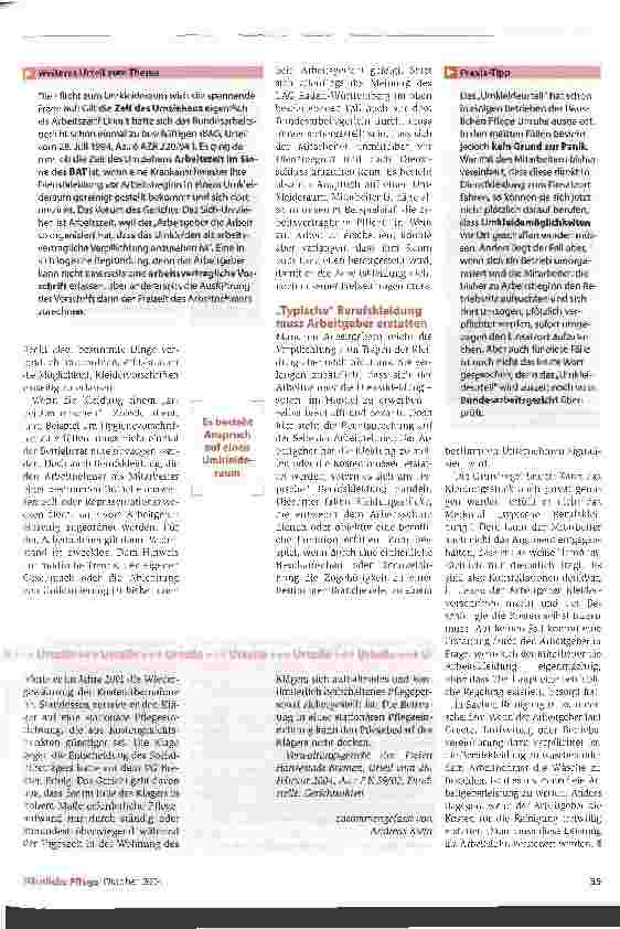 Vorschauseite 2: Kleider-Ordnung: Arbeitsrecht: Urteil zur Dienstkleidung fordert Umkleideräume
