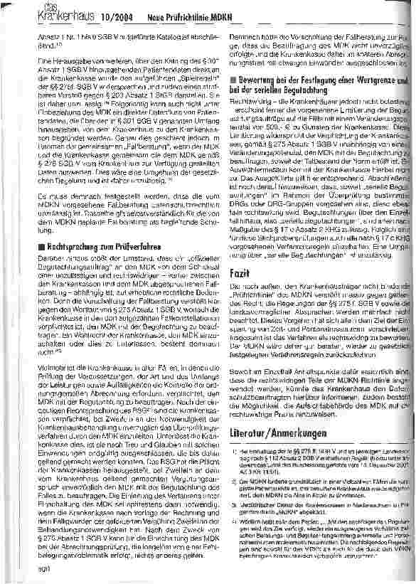 Vorschauseite 4: Neue Prüfrichtlinie des MDK Niedersachsen -der MDK auf Abwegen