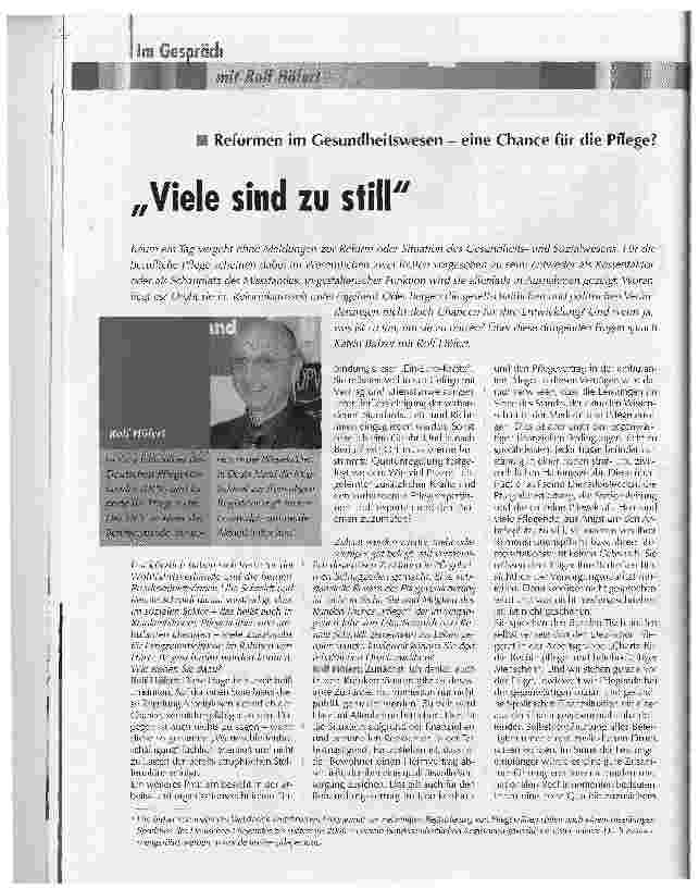 Vorschauseite 1: Viele sind zu stillReformen im Gesundheitswesen - eine Chance für die Pflege?