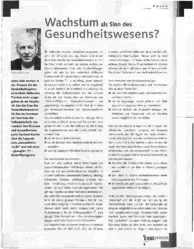 Vorschauseite 1: Wachstum als Sinn des Gesundheitswesens?