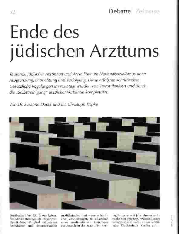 Vorschauseite 1: Ende des jüdischen Arzttums