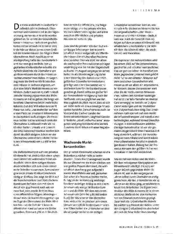 Vorschauseite 2: Die Veränderungen im deutschen Krankenhauswesen beschäftigen Arzteund Interessenverbände