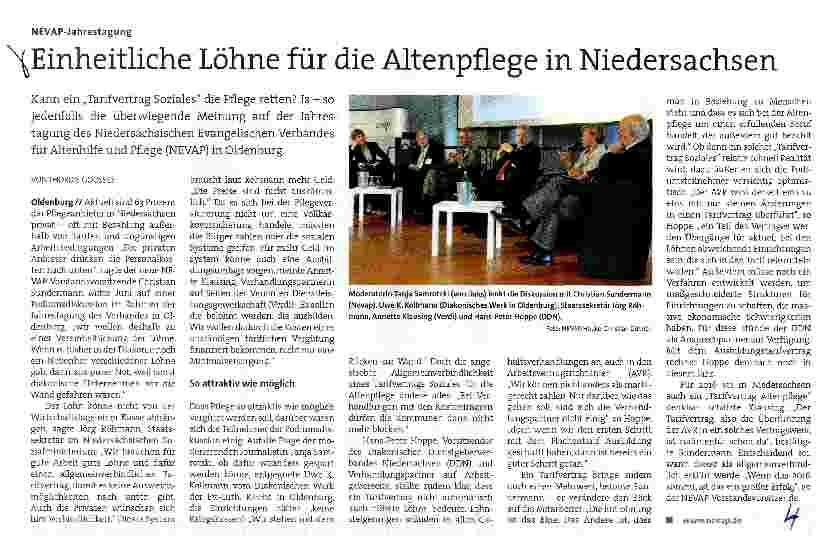 Vorschauseite 1: Einheitliche Löhne für die Altenpflege in Niedersachsen