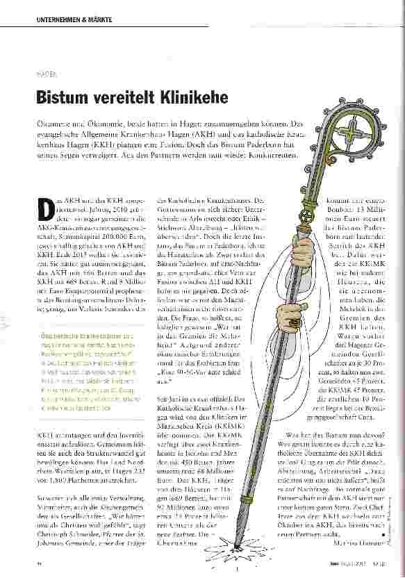 Vorschauseite 1: Bistum vereitelt Klinikehe