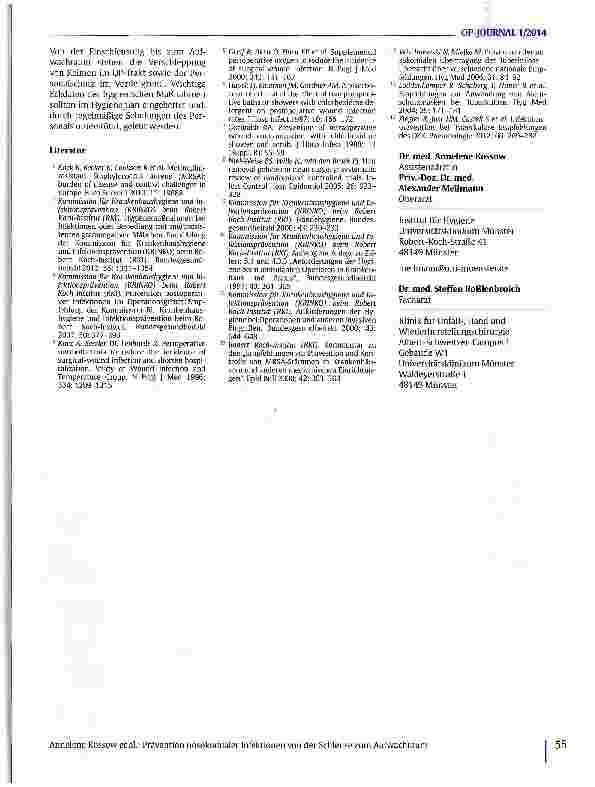 Vorschauseite 6: Prävention nosokomialer Infektionen von der Schleuse zum Aufwachraum