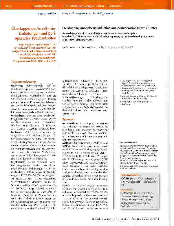 Vorschauseite 1: Überlappende Anästhesie-Einleitungen und perioperative Wechselzeiten