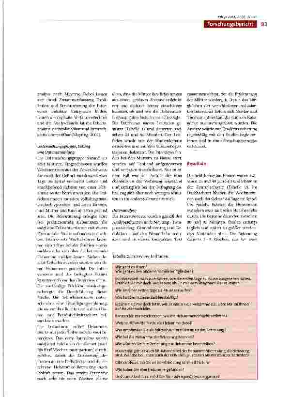 Vorschauseite 3: Was Wöchnerinnen wünschen: Eine qualitative Studie zur häuslichen Wochenbettbetreuung nach der Spitalentlassung durch frei praktizierende Hebammen