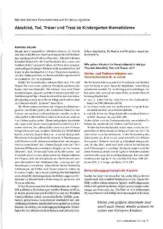 Vorschauseite 1: Abschied, Tod, Trauer und Trost im Kindergarten thematisieren