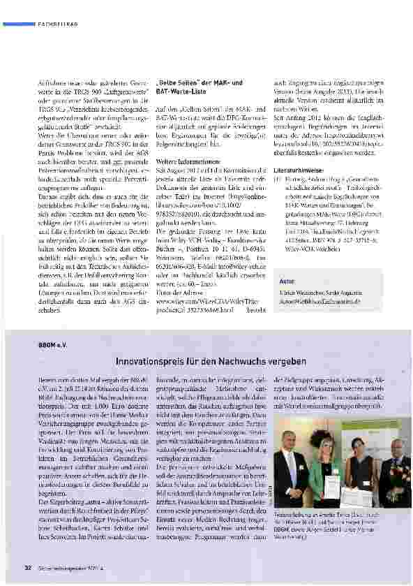 Vorschauseite 5: 50 Jahre MAKund BAT-Werte-Liste der DFG