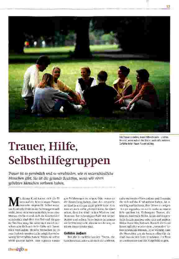 Vorschauseite 1: Trauer, Hilfe, Selbsthilfegruppen
