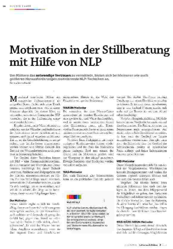 Vorschauseite 1: Motivation in der Stillberatung mit Hilfe von NLP