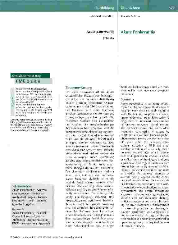 Vorschauseite 1: Akute Pankreatitis