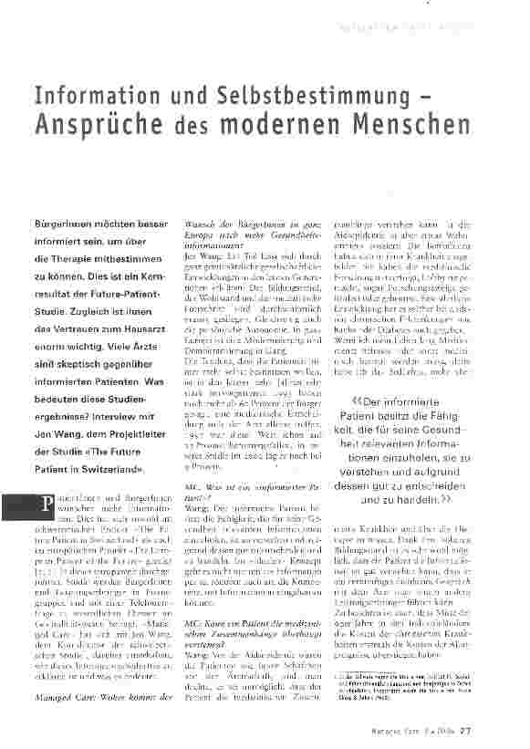 Vorschauseite 1: Information und Selbstbestimmung - Ansprüche des modernen Menschen
