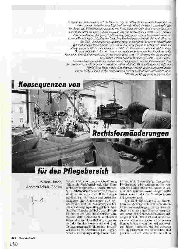 Vorschauseite 1: Konsequenzen von Rechtsformänderungen für den Pflegebereich