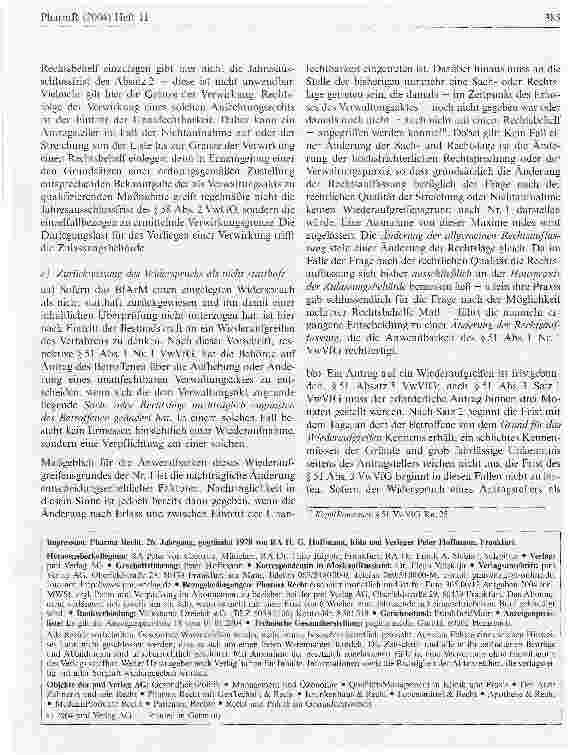 Vorschauseite 4: Abermals: Die Streichung von der Traditionsliste als anfechtbarer Verwaltungsakt - Auswirkungen und bestehende Rechtschutzmöglichkeiten für die pharmazeutischen Unternehmer. (Teil…