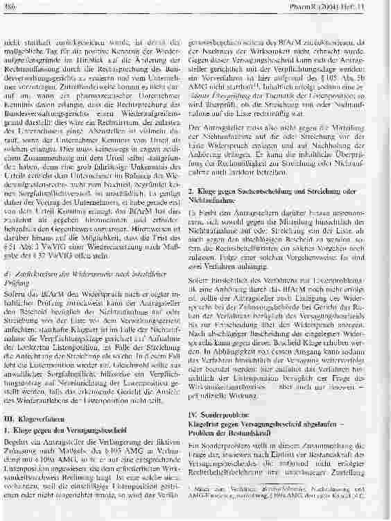 Vorschauseite 5: Abermals: Die Streichung von der Traditionsliste als anfechtbarer Verwaltungsakt - Auswirkungen und bestehende Rechtschutzmöglichkeiten für die pharmazeutischen Unternehmer. (Teil…