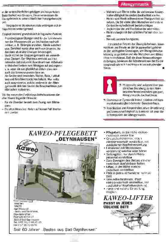 Vorschauseite 3: Kirschkernsäckchen trainieren Koordination und Konzentration AltenpflegerInnen bilden sich im Bereich Gymnastik mit Dementen fort