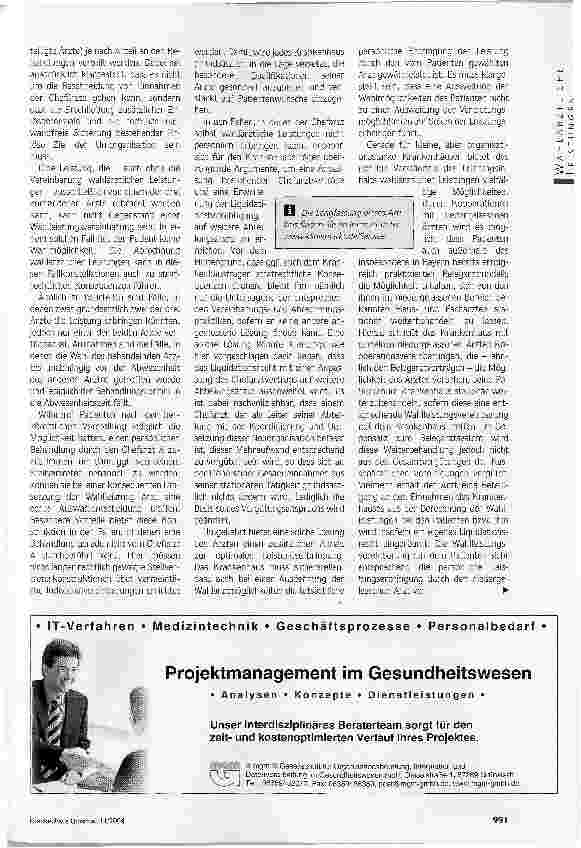 Vorschauseite 3: Wer die Wahl hat.. Chance für organisationsstarke Krankenhäuser: Einnahmen auswahlärztlichen Leistungen