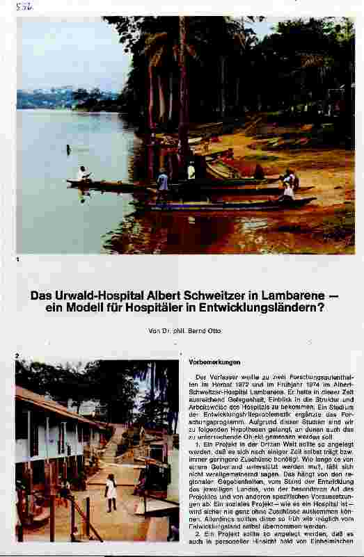 Vorschauseite 1: Das Urwald-Hospital Albert Schweitzer in Lambarene - ein Modell für Hospitäler in Entwicklungsländern?