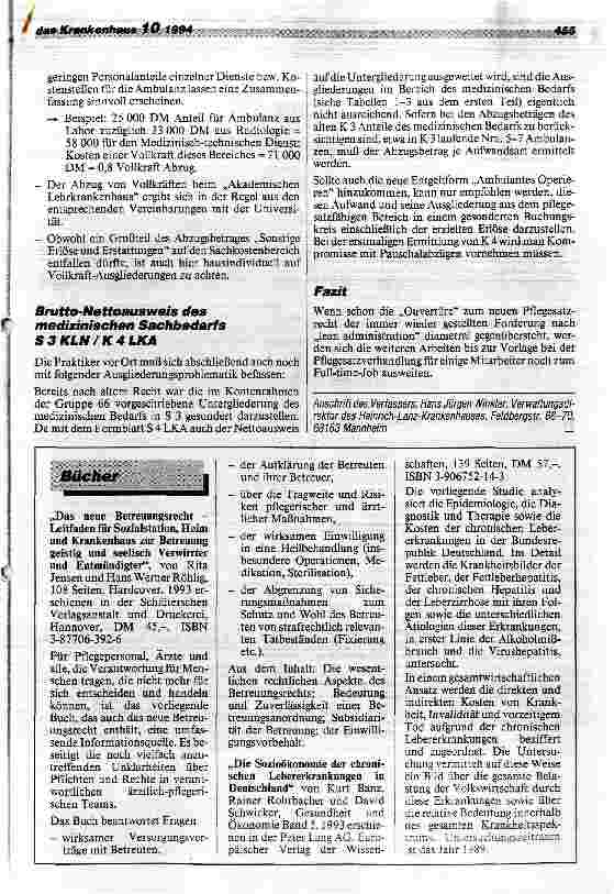 Vorschauseite 6: Anwendung des Nettoprinzips nach der BPflV 1995 - Übertragung in die neuen Formulare (II)