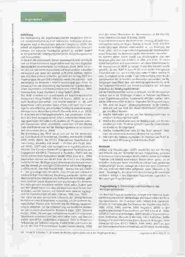 Vorschauseite 2: Erfassung des Betätigungskontextes von 4- bis 10-jährigen Kindern im Rahmen des Pädiatrischen Ergotherapeutischen Assessments und Prozessinstruments (PEAP)