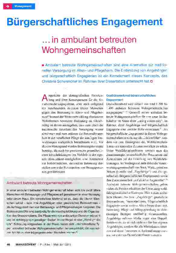 Vorschauseite 1: Bürgerschaftliches Engagement. .. in ambulant betreuten Wohngemeinschaften