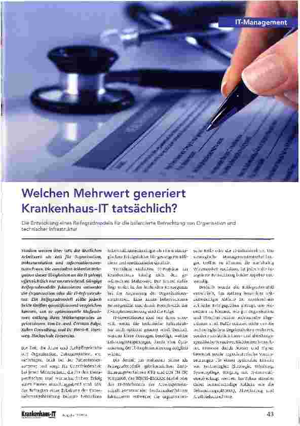 Vorschauseite 1: Welchen Mehrwert generiert Krankenhaus-IT tatsächlich?