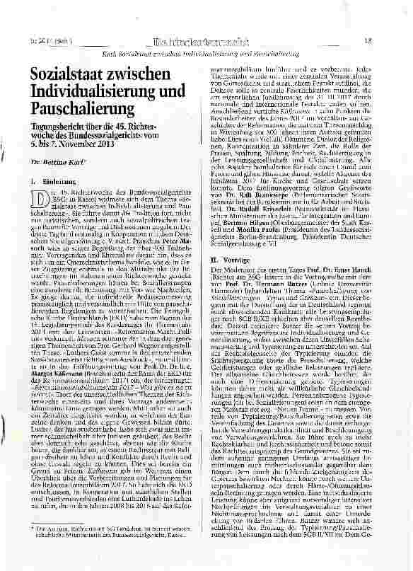 Vorschauseite 1: Sozialstaat zwischen Individualisierung und Pauschalierung
