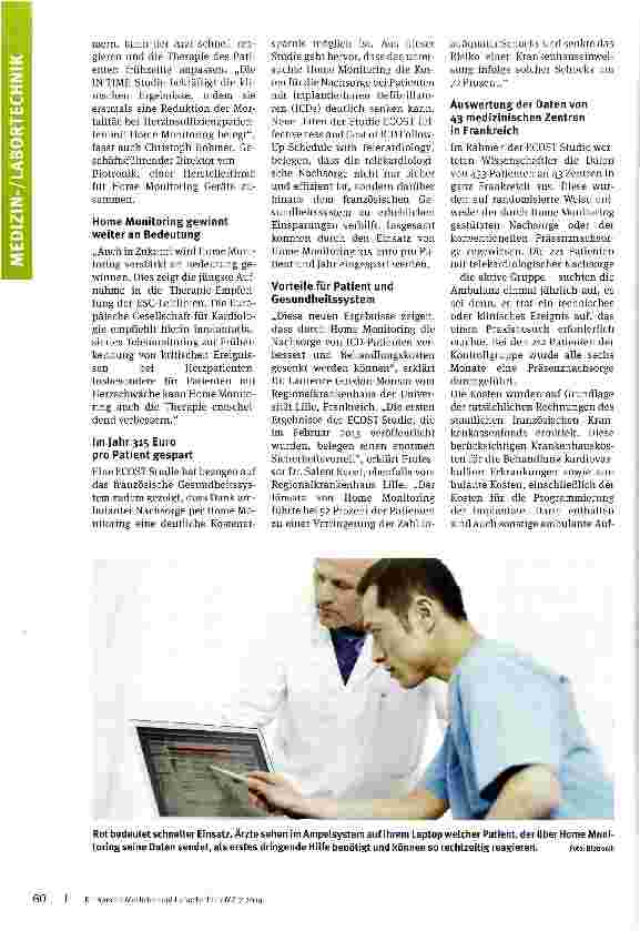 Vorschauseite 2: Home Monitoring: Lebensretter und KostensenkerStudien in Deutschland und Frankreich zeigen hohen Nutzen dieser Technik