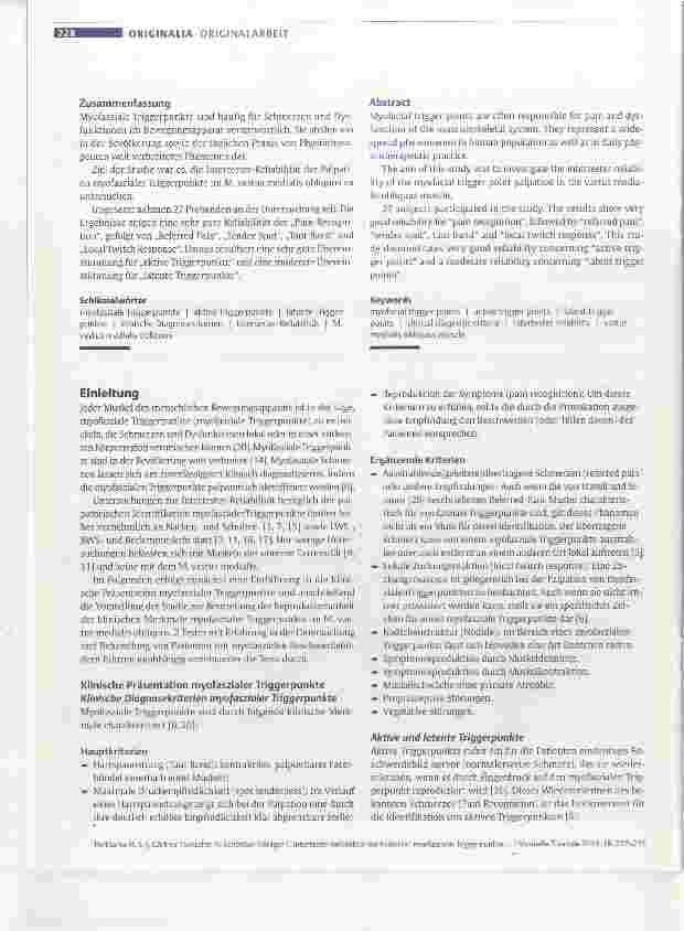 Vorschauseite 2: Intertester-Reliabilität der Palpation myofaszialer Triggerpunkte im M. vastus medialis obliquus