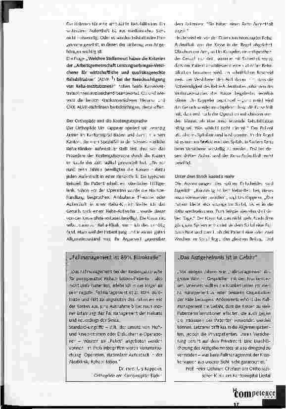 Vorschauseite 2: Kostengutsprache im Fallmanagement: Drehund Angelpunkt für die Reha-Entscheid