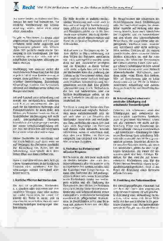 Vorschauseite 2: Die Bundesärztekammer hat ihre Grundsätze zur ärztlichen Sterbebegleitung neu gefasst und am 4. Mai 2004 der Öffentlichkeit vorgestellt