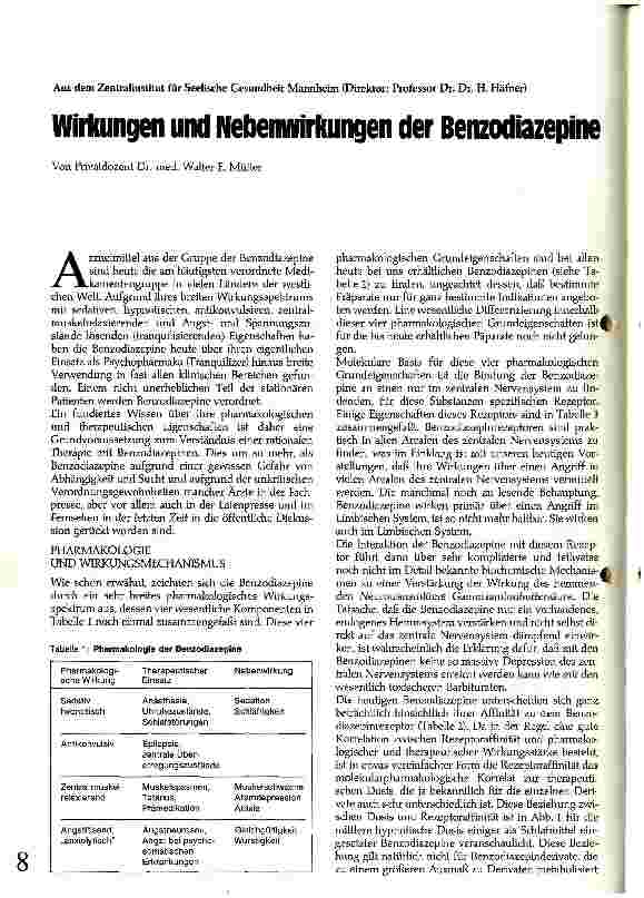 Vorschauseite 1: Wirkungen und Nebenwirkungen der Benzodiazepine
