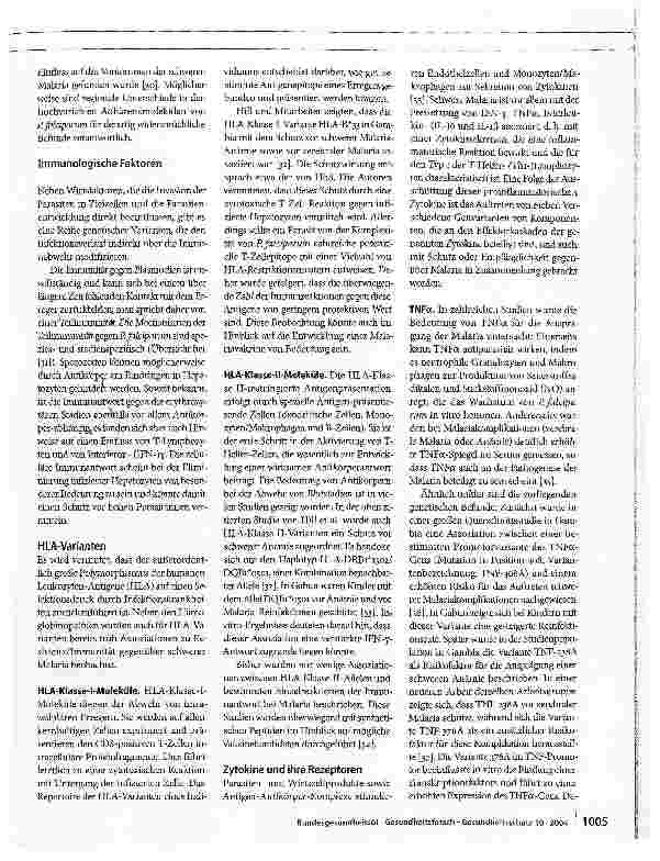 Vorschauseite 6: Einfluss genetischer Varianten des Menschen auf Resistenz und Immunität gegen Malaria