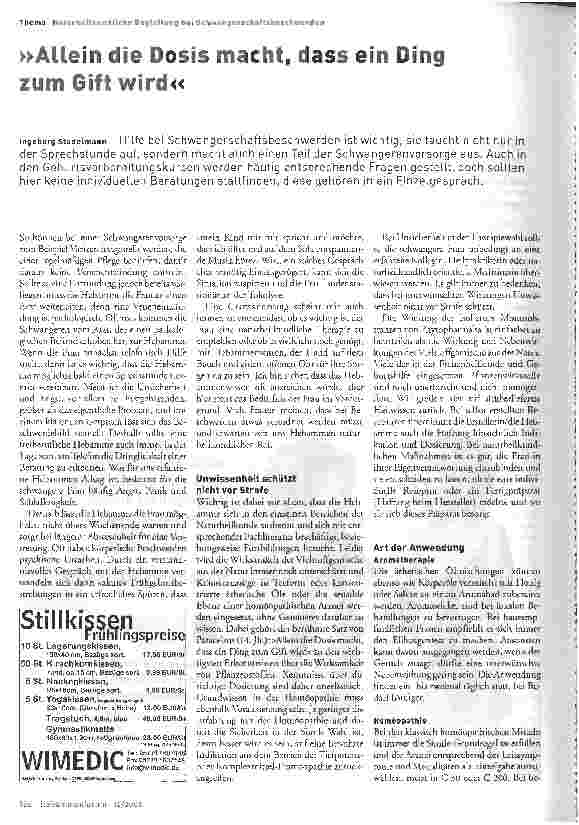 Vorschauseite 1: Allein die Dosis macht, dass ein Ding zum Gift wirdNaturhellkundliche Begleitung bei Schwangerschaftsbeschwerden