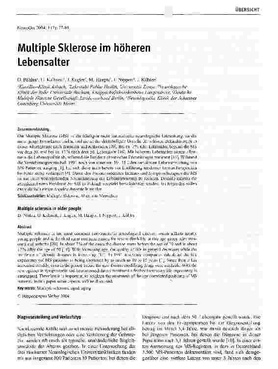 Vorschauseite 1: Multiple Sklerose im höheren Lebensalter