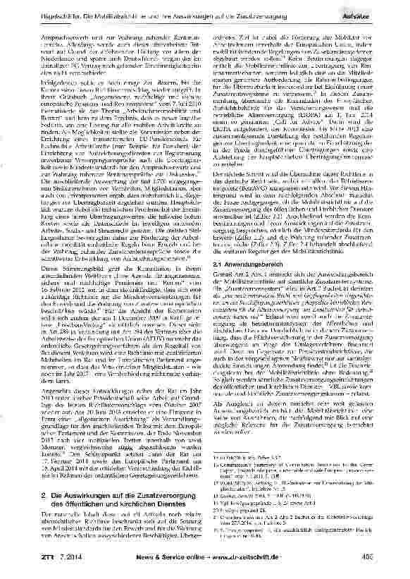 Vorschauseite 3: Ausblick 2018 - Die Mobilitätsrichtlinie und ihre Auswir-kungen auf die Zusatzversorgung des öffentlichen und kirchlichen Dienstes