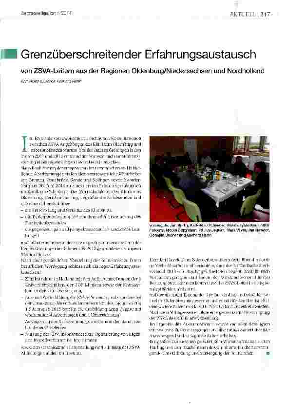 Vorschauseite 1: Grenzüberschreitender Erfahrungsaustausch von ZSVA-Leitern aus der Regionen Oldenburg/Niedersachsen und Nordholland
