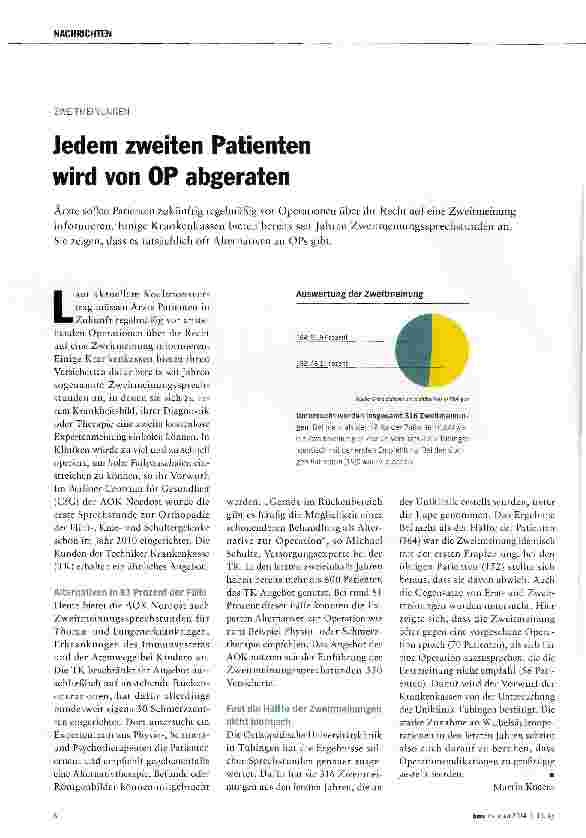 Vorschauseite 1: Jedem zweiten Patienten wird von OP abgeraten