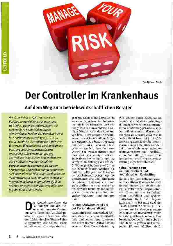 Vorschauseite 1: Der Controller im Krankenhaus