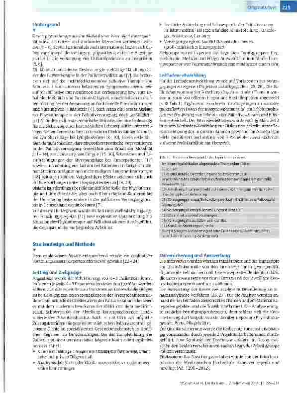 Vorschauseite 2: Die Rolle der Physiotherapie auf Palliativstationen -Ergebnisse einer qualitativen Untersuchung